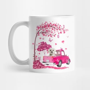 Valentine's Day Love Pickup Truck White Maltese Mug